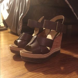 Levity Brown Leather Wedges